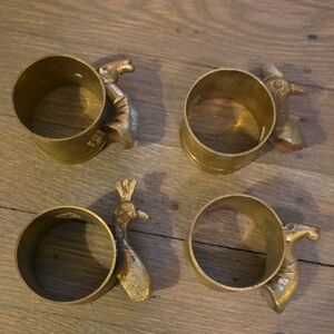 Brass Vintage Animal Napkin Rings Set Of 4